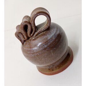 Handmade Ceramic Bell | Rustic Brown Stoneware Garden Decor